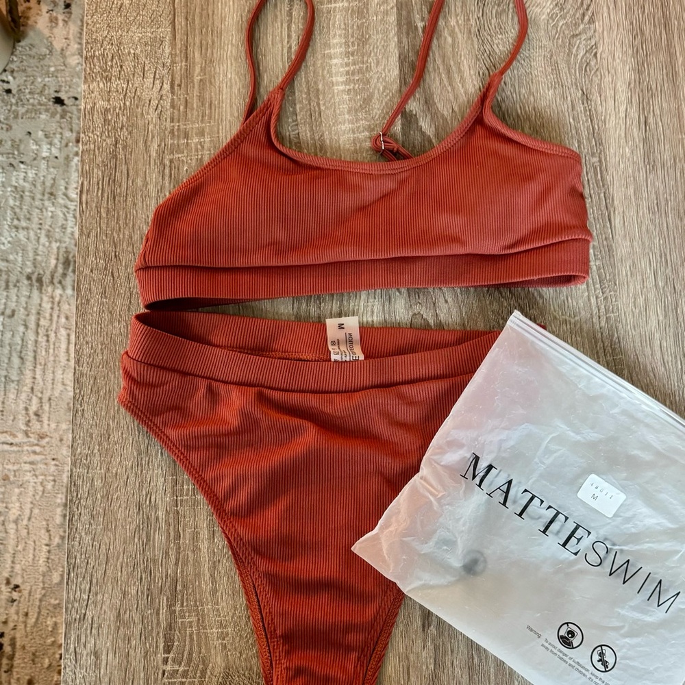 Orion Ribbed Bikini - Rust - NWOT